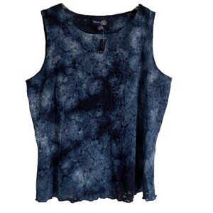 Venezia Jeans Blue Lace Semi Sheer Sleeveless Top Women's Size 18 20 NEW